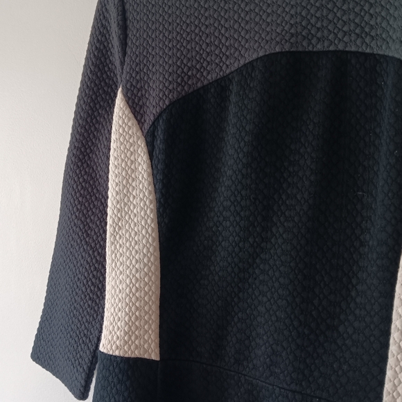 Boden Fit & Flare Dress Colorblock Ivory Black Grey Gold Textured Size 6 Long - Picture 6 of 12